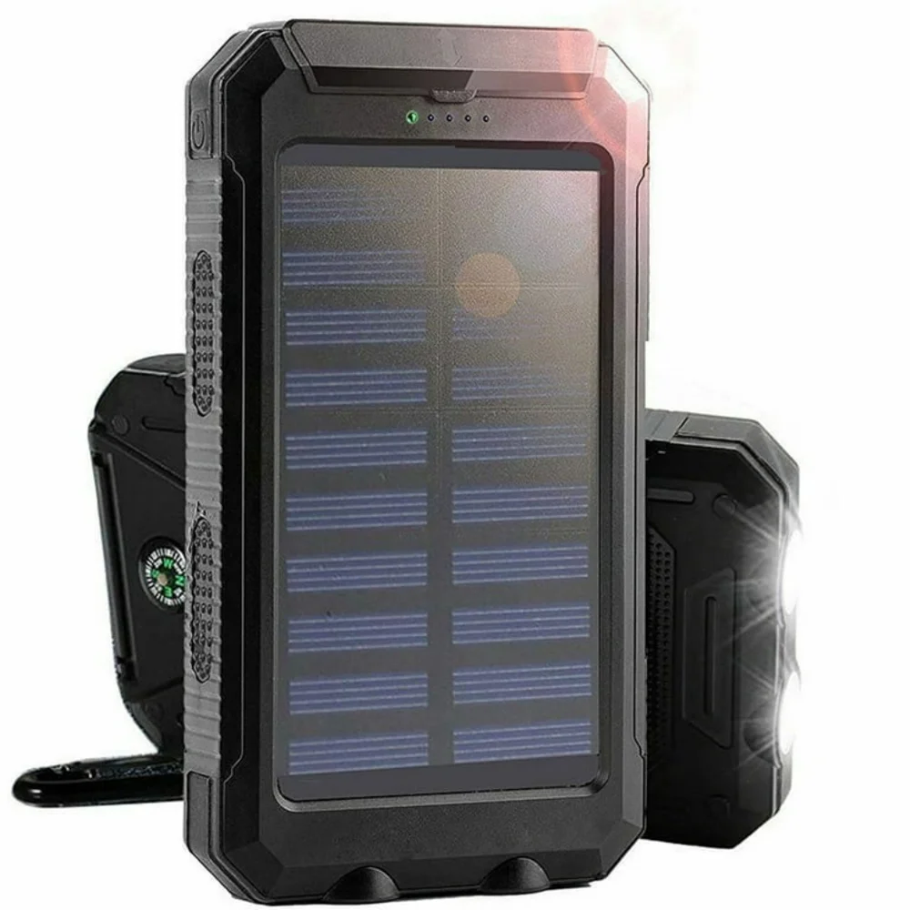 Dual USB DIY Solar Power Bank Case Kits Battery Charger External Box Flashlight